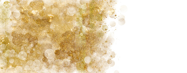 Wall Mural - golden christmas background banner with festive shiny sparkles and twinkling bokeh