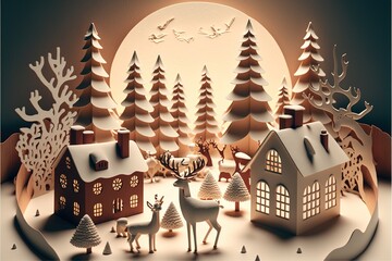 Wall Mural - Digital illustration about Christmas imagery.