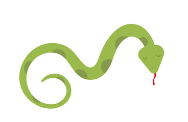 Canvas Print - Green snake - illustration, vector, cartoon