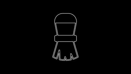 Poster - White line Shaving brush icon isolated on black background. Barbershop symbol. 4K Video motion graphic animation