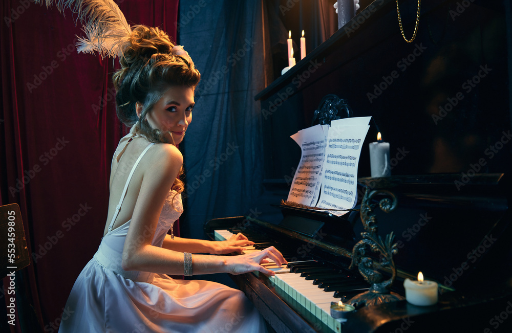 Tender princess. Portrait of young beautiful woman in image of medieval ...