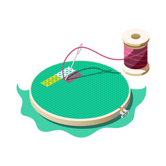 Sticker - Stitching Isometric Hobby Composition