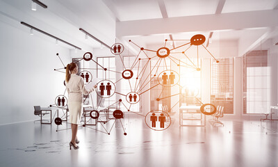 Wall Mural - networking and social communication concept as effective point for modern business
