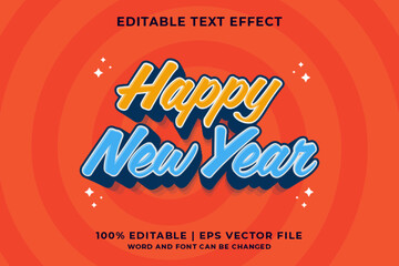 Wall Mural - 3d Happy New Year Cartoon Editable Text Effect Premium Vector