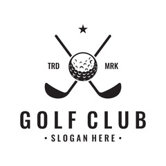 Golf ball and golf club logo design. Logo for professional golf team, golf club, tournament, business, event.