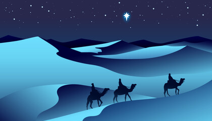 Vector illustration of Three Kings Day.  Epiphany day. 
