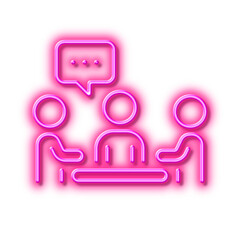 Wall Mural - People chatting line icon. Business seminar sign. Neon light effect outline icon.