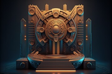 Leinwandbilder - Sci fi tech cyber futuristic design concept background. AI