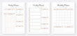 Daily, weekly, monthly planner template. 3 Set of minimalist planners. Printable Daily Weekly Monthly Planner Templates. Planner template for Personal, Office, School & Print. Set of Vector.
