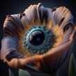 Iris Auge 3D in bunten Farben in Blumen Form Nahaufnahme, Ai generativ