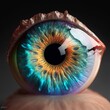  Iris Auge Nahaufnahme in tollen Farben, ai generativ