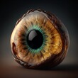  Kunstvolle Iris Auge Nahaufnahme in tollen Farben und als Schmuckstück dargestellt, ai generativ