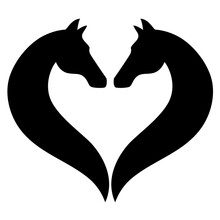 Two Horses In Heart Shape, Animal Love Concept, Equestrian Logo, Illustration Over A Transparent Background, PNG Image