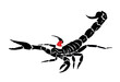 Graphical scorpion in santa claus red hat on white background, vector new year element,graphics