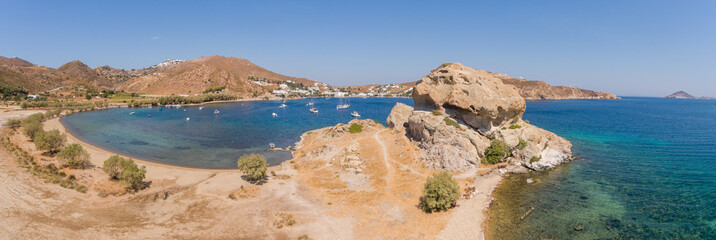 Wall Mural - Aerial view of the coast of Patmos island, Greece