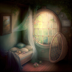 Wall Mural - fairy bed