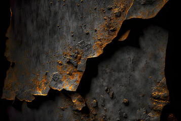 golden and rusty metal background, industrial grunge background with effect, black and golden and rusty, illustration, digital