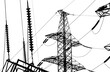 © Владимир Журавлёв - Electricity pylon (high voltage power line), black contour, isolated, on a white background