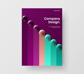 Wall Mural - premium pamphlet design vector template. colorful 3d spheres journal cover layout.