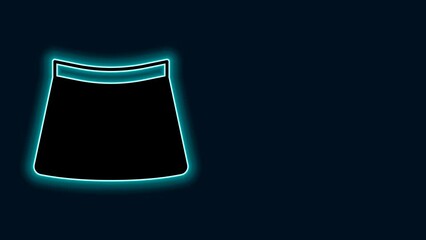 Wall Mural - Glowing neon line Skirt icon isolated on black background. 4K Video motion graphic animation