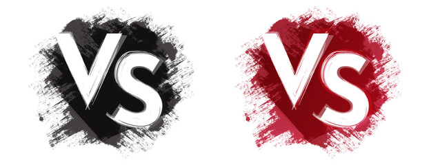 VS battle red blood icon logo vector, versus game match challenge grungy dirty brush element design black white illustrated, symbol for boxing fight sport contest clipart image