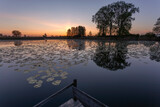 Fototapeta Pomosty - Sunrise over the small lake, Obórki, Mazowsze, Poland