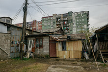 Old Shabby Houses In The Slum District