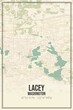 Retro US city map of Lacey, Washington. Vintage street map.
