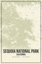 Retro US City Map Of Sequoia National Park, California. Vintage Street Map.