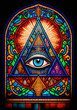 Stained glass Eye of Providence. Generative AI