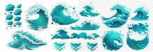 Hand-drawn Ocean Waves. Draw The Surge Of The Tide Of Sea Waves Isolated On A White Background. Vector Illustration