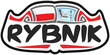 Rybnik Poland Flag Travel Souvenir Sticker Skyline Landmark Logo Badge Stamp Seal Emblem Coat of Arms Vector Illustration SVG EPS