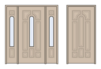 Ancient  2 doors. Flat design format vector.