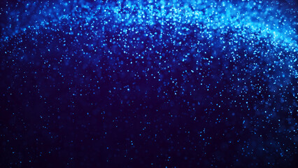 Wall Mural - magical sparkles of light form abstract structures. blue glow particles with amazing bokeh for fanta