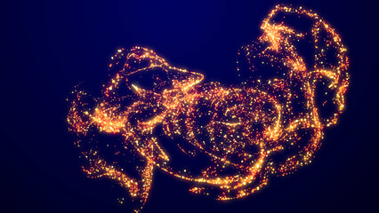Wall Mural - particle background like confetti in oil. 3d render of magic fiery golden sparkles glisten and shine