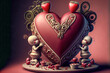 Valentinstag Liebestag Liebe Herz und Blumen Romantik für Verliebte Verlobte und Verheiratete und andere Paare und Freunde Erstellt durch Generative AI Digital Art Illustration Bachdrop Hintergrund