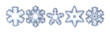 Set of icy glassy snowflakes on a transparent background - digital illustration.