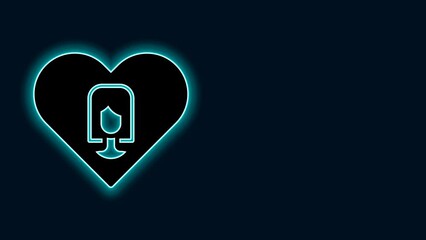 Canvas Print - Glowing neon line Heart with female icon isolated on black background. Venus symbol. The symbol for a female organism or woman. 4K Video motion graphic animation