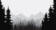 forest and mountains silhouette design vector isolated