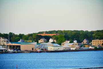 Wall Mural - Landscape of Fore river and Portland Harbor and Downtown in Maine