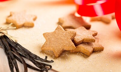 Poster - Gingerbread tasty holiday cookies on desk