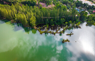 Wall Mural - Aerial view of Liwong Lake in Songkhla, Thailand