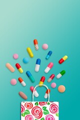 Canvas Print - Various medical pills products on the desk