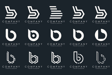 Set of creative letter B logo design template. icons for business of luxury, elegant, simple.