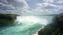 Water Flows Over The Edge Of The Horseshoe Falls On The Canadian Side Of Niagara Falls, Ontario