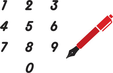 calligraphic acrylic or ink numbers with writing pen. Vector editable digits, eps 10 file.
