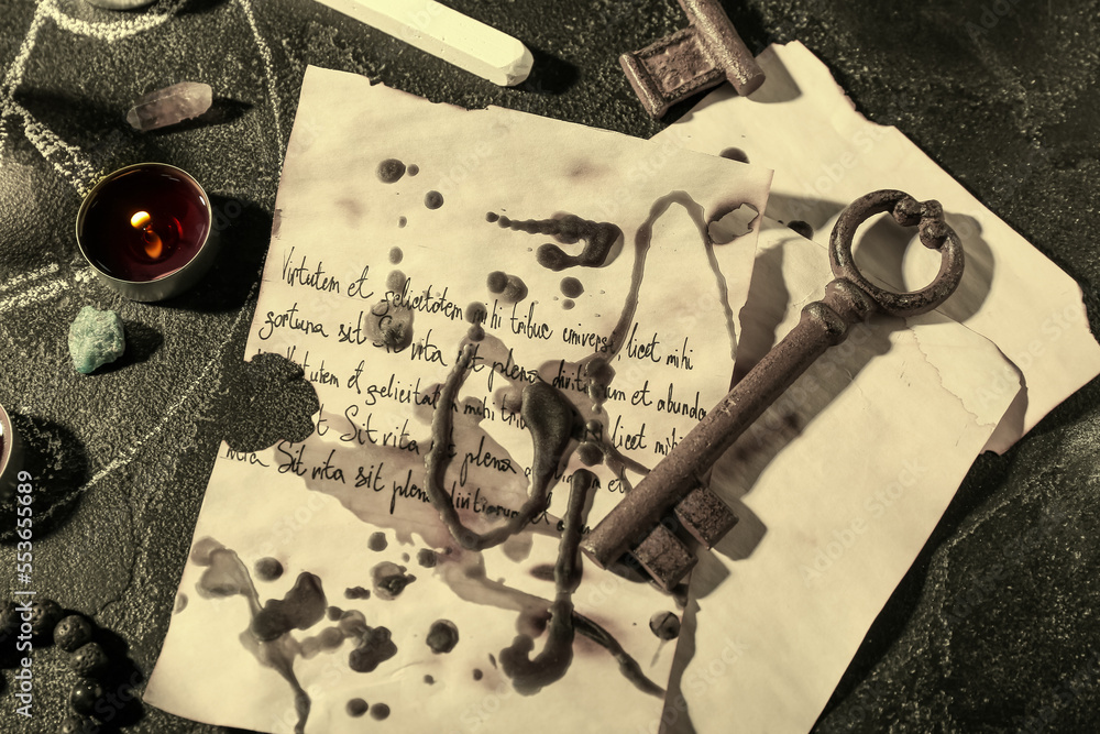 Magic attributes for ritual on dark table