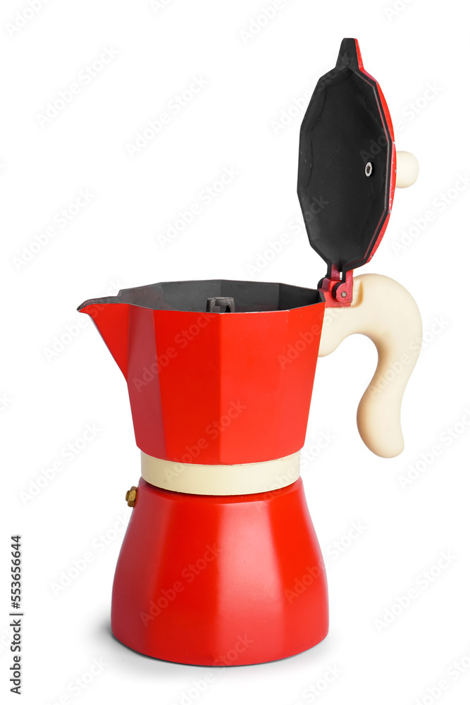 Geyser coffee maker on white background