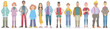 Different gender identity people standing on white background. Vector illustration in flat cartoon style.