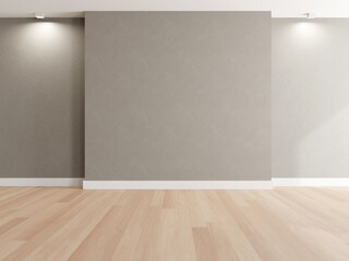 Poster - 3d rendering of empty room with wooden floor and plain wall.